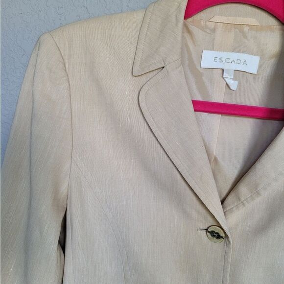 Vintage ESCADA Tan  wool/linen blend Size EU 34/ Small - Picture 11 of 16